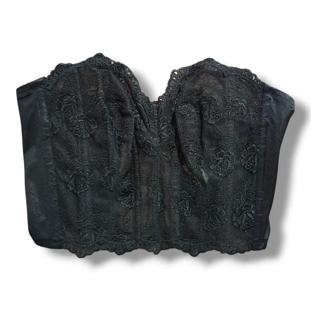 Victoria's Secret Women's Black Floral Lace Bustier Corset Top 36B - Picture 1 of 8